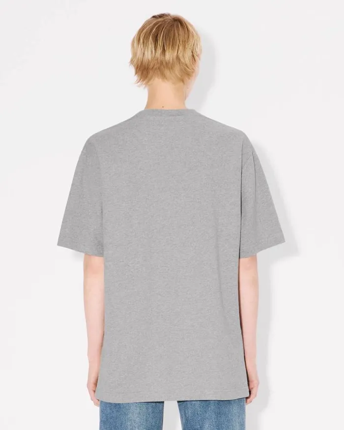 MenWomen 039KENZO VERDY MARKET039 Genderless Embroidered Tshirt In Cotton Pearl Grey Kenzo Tshirts And Polos