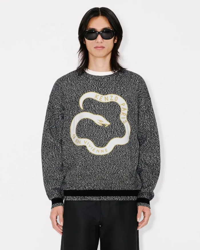MenWomen 039Lunar New Year039 Genderless Jumper In Wool And Cotton Black Kenzo Sweaters And Cardigans