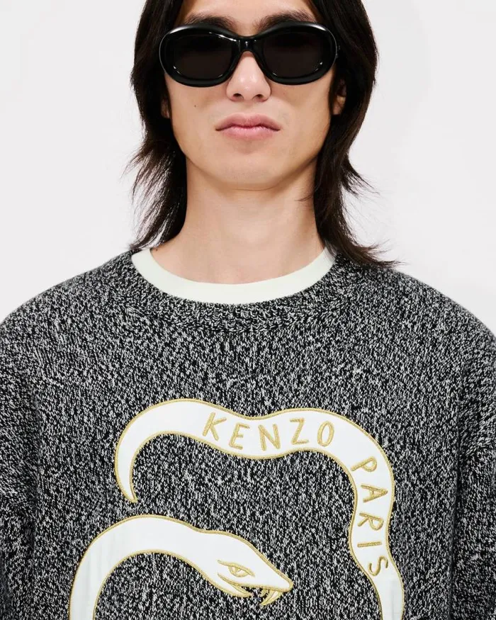 MenWomen 039Lunar New Year039 Genderless Jumper In Wool And Cotton Black Kenzo Sweaters And Cardigans