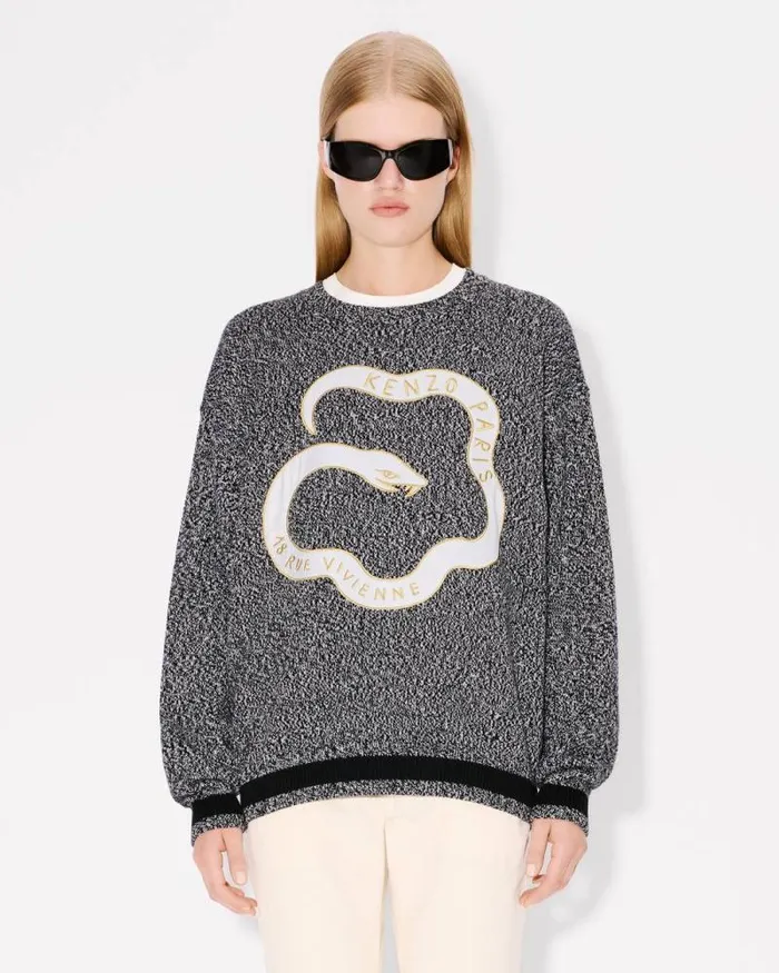 MenWomen 039Lunar New Year039 Genderless Jumper In Wool And Cotton Black Kenzo Sweaters And Cardigans