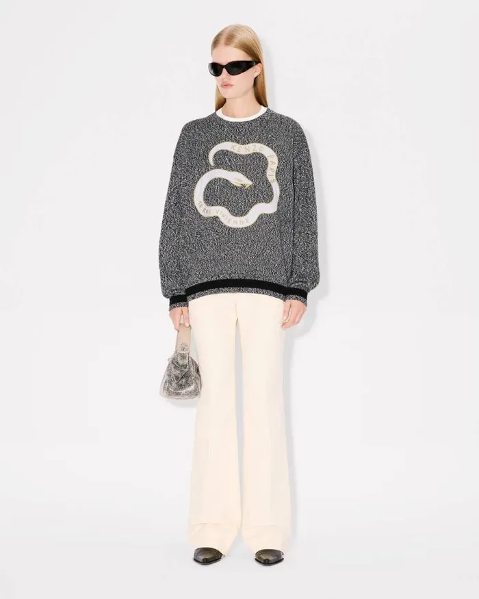 MenWomen 039Lunar New Year039 Genderless Jumper In Wool And Cotton Black Kenzo Sweaters And Cardigans