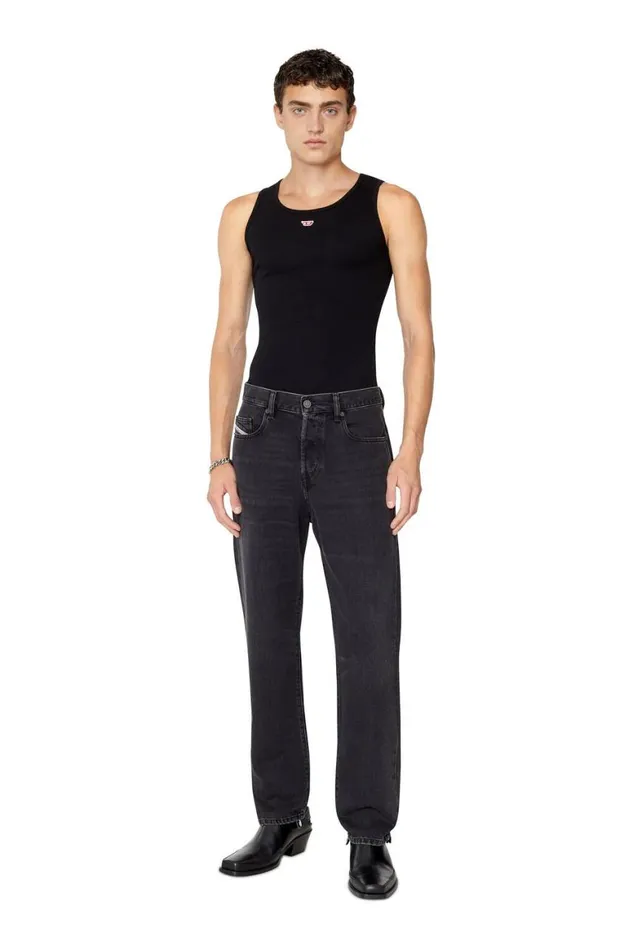 MenWomen Diesel Jeans Straight Jeans 2020 DViker 09B88 Blackdark Grey