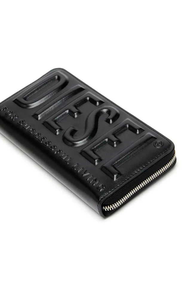MenWomen Diesel Wallets DSL 3D CONTINENTAL ZIP L Black