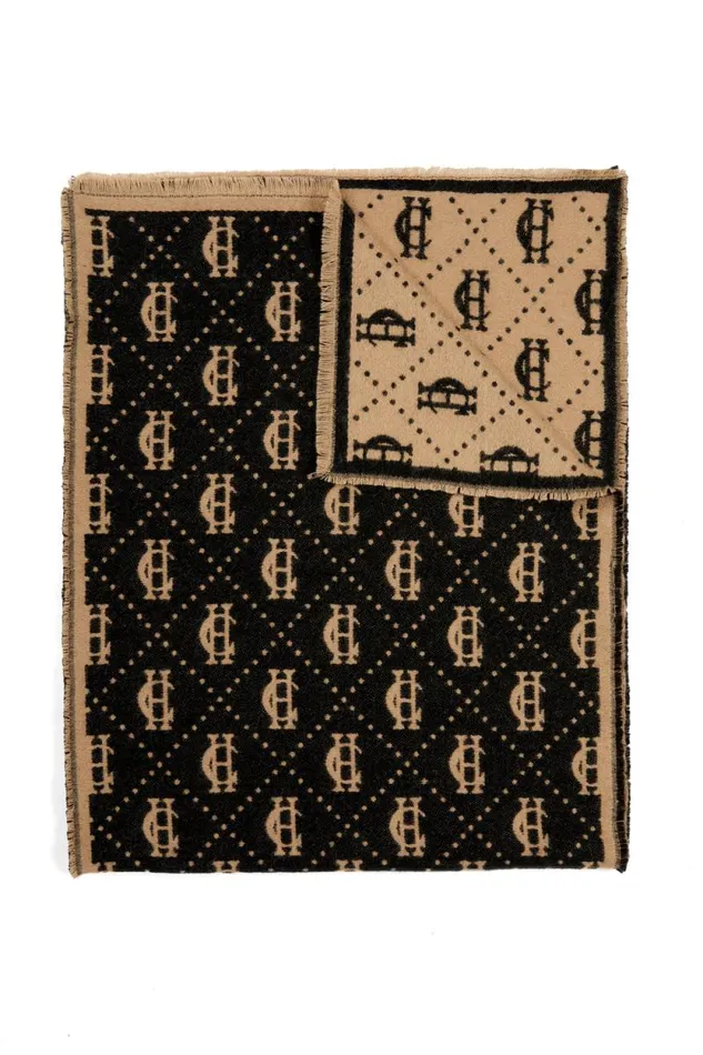 MenWomen Lightweight Monogram Scarf Tan Black Holland Cooper Scarves