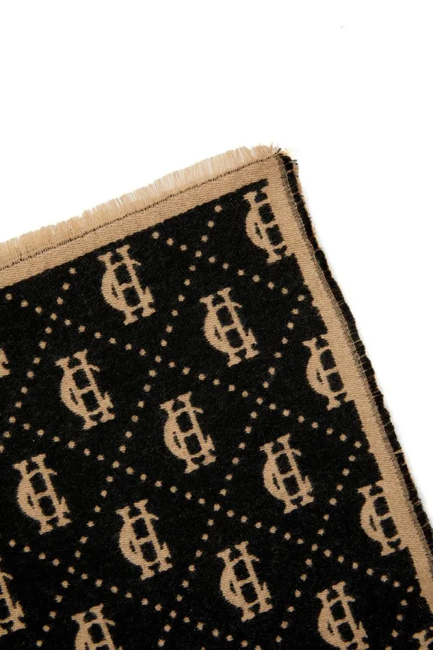 MenWomen Lightweight Monogram Scarf Tan Black Holland Cooper Scarves