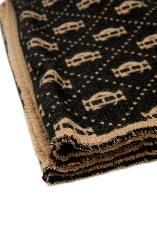 MenWomen Lightweight Monogram Scarf Tan Black Holland Cooper Scarves