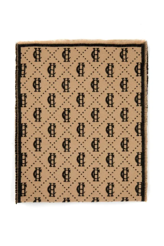 MenWomen Lightweight Monogram Scarf Tan Black Holland Cooper Scarves