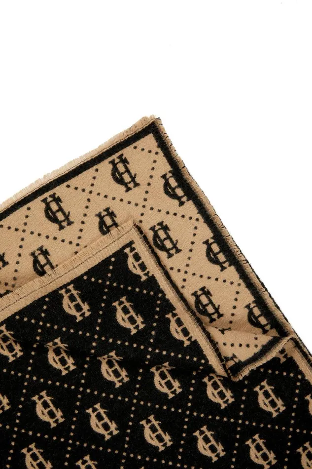 MenWomen Lightweight Monogram Scarf Tan Black Holland Cooper Scarves
