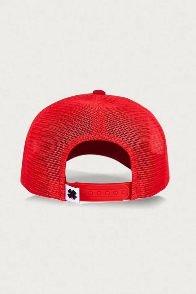 MenWomen Lucky Brand Hats Clover Patch Trucker Hat Dark Red