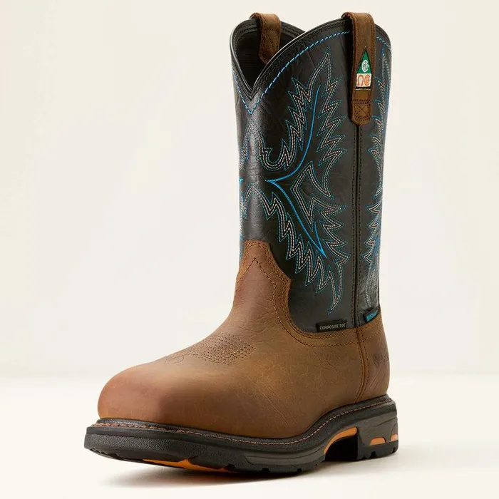 Men Work Boots Ariat WorkHog CSA Waterproof Composite Toe Work Boot Tumbled Barktwilight