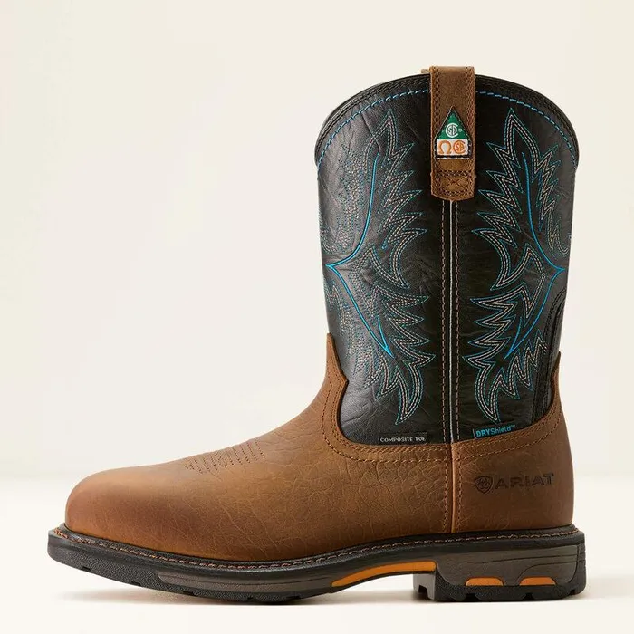 Men Work Boots Ariat WorkHog CSA Waterproof Composite Toe Work Boot Tumbled Barktwilight