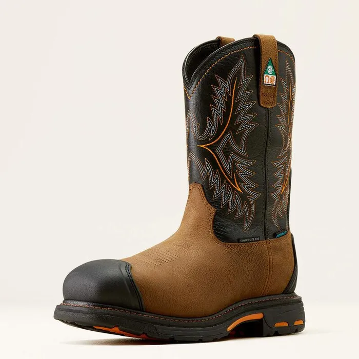 Men Work Boots Ariat WorkHog CSA XTR Waterproof Composite Toe Work Boot Rye Brownblack