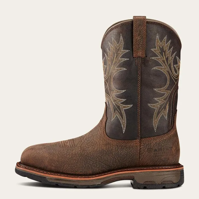 Men Work Boots Ariat WorkHog Waterproof Composite Toe Work Boot Bruin Brown