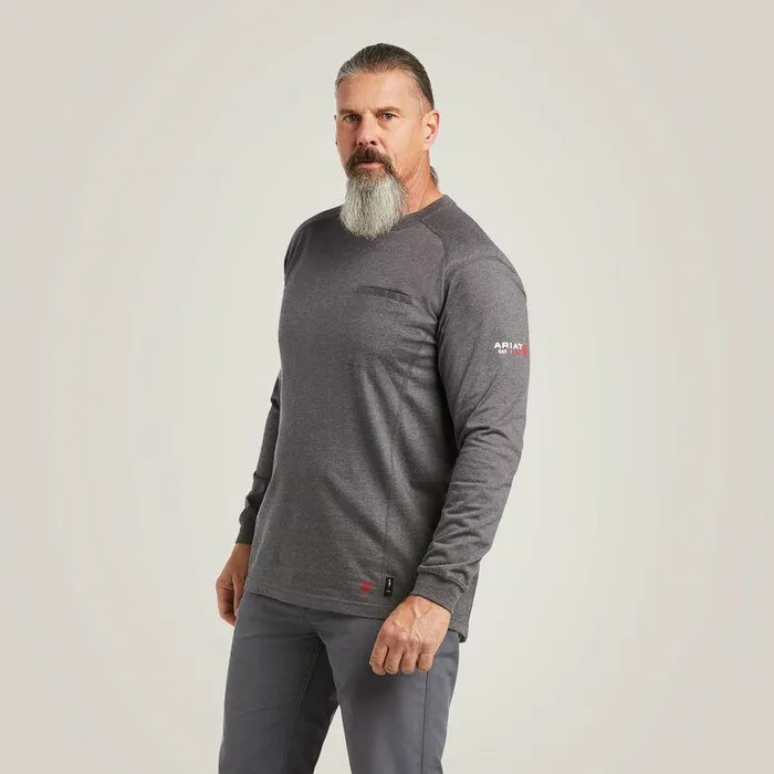 Men Workwear Ariat FR Air Life On The Line Graphic Top Charcoal Heather Men Workwear Ariat FR Air Life On The Line Graphic Top Charcoal Heather