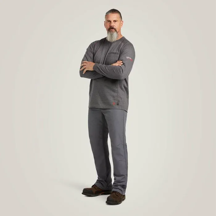 Men Workwear Ariat FR Air Life On The Line Graphic Top Charcoal Heather Men Workwear Ariat FR Air Life On The Line Graphic Top Charcoal Heather