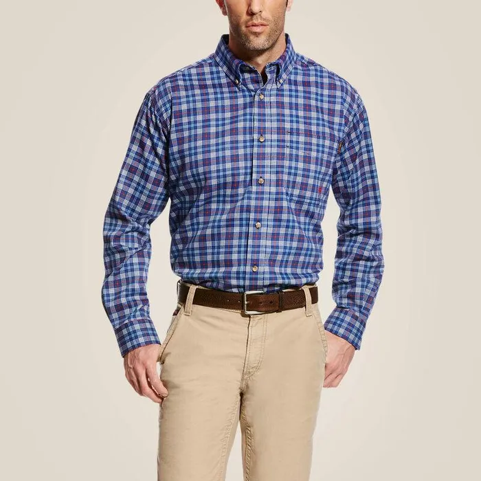 Men Workwear Ariat FR Collins Work Shirt True Blue