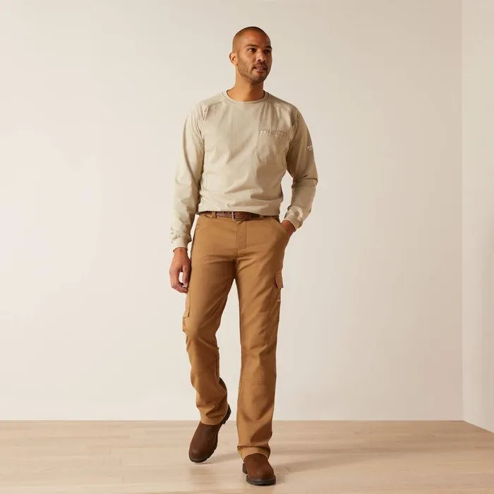 Men Workwear Ariat FR M7 Slim DuraStretch Duralight Twill Straight Pant Field Khaki
