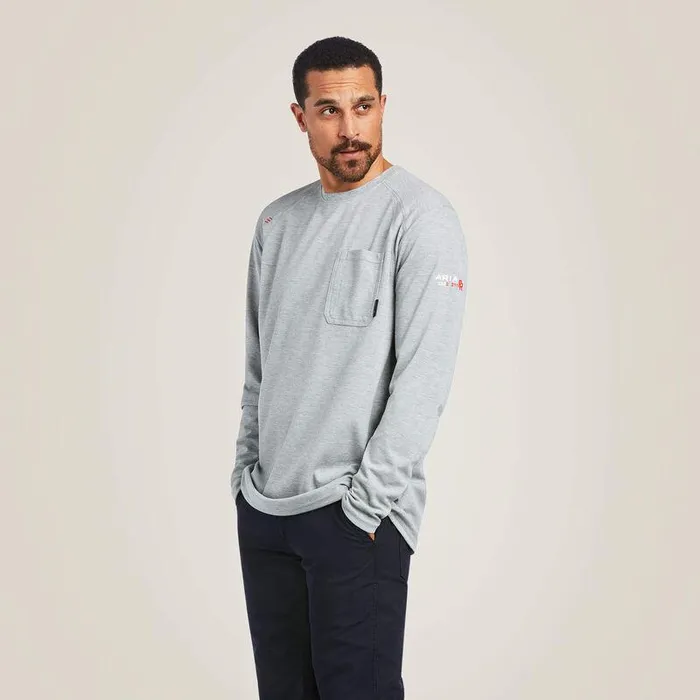Men Workwear Ariat FR Max Protect Inherent TShirt Heather Grey