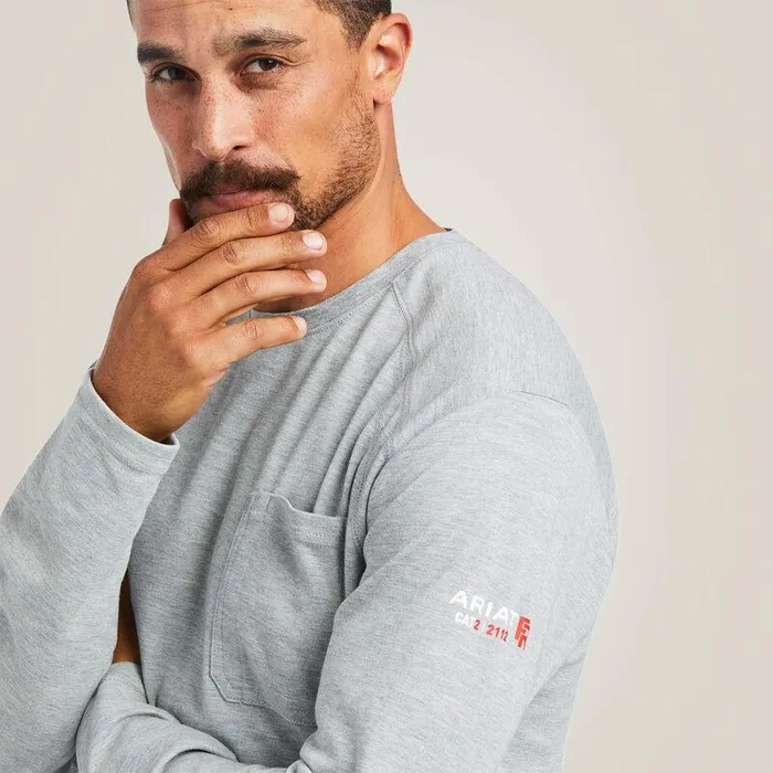 Men Workwear Ariat FR Max Protect Inherent TShirt Heather Grey Men Workwear Ariat FR Max Protect Inherent TShirt Heather Grey