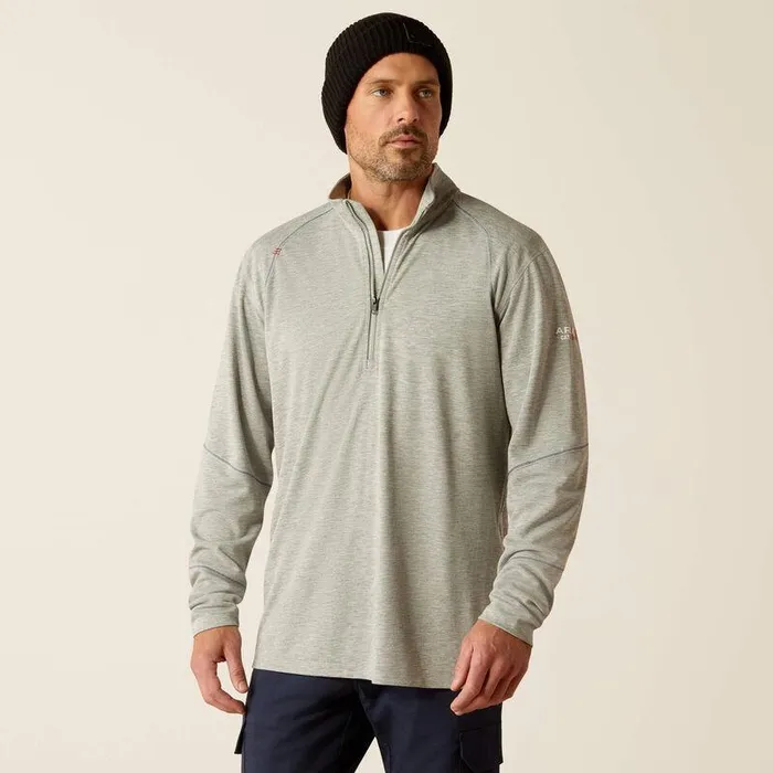 Men Workwear Ariat FR Primo 14 Zip Baselayer Heather Grey