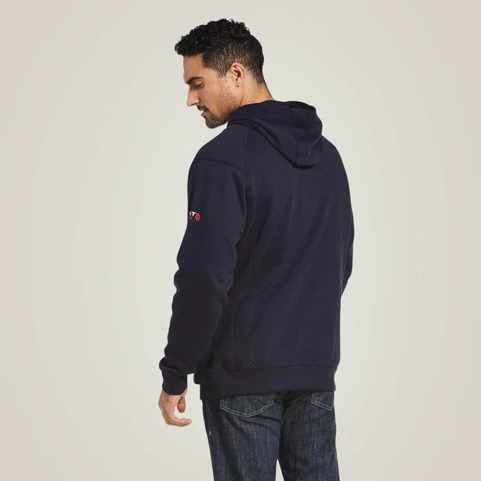 Men Workwear Ariat FR Rev Pullover Hoodie Navy Men Workwear Ariat FR Rev Pullover Hoodie Navy