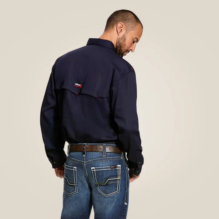 Men Workwear Ariat FR Solid Vent Work Shirt Navy