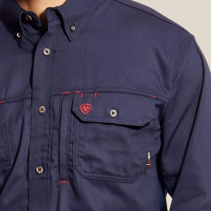 Men Workwear Ariat FR Solid Vent Work Shirt Navy