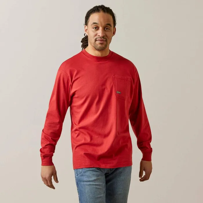 Men Workwear Ariat Rebar Cotton Strong Stacking Dimes Pompeian Red