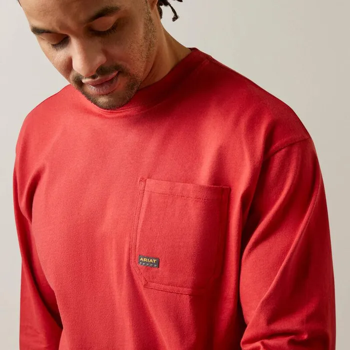 Men Workwear Ariat Rebar Cotton Strong Stacking Dimes Pompeian Red