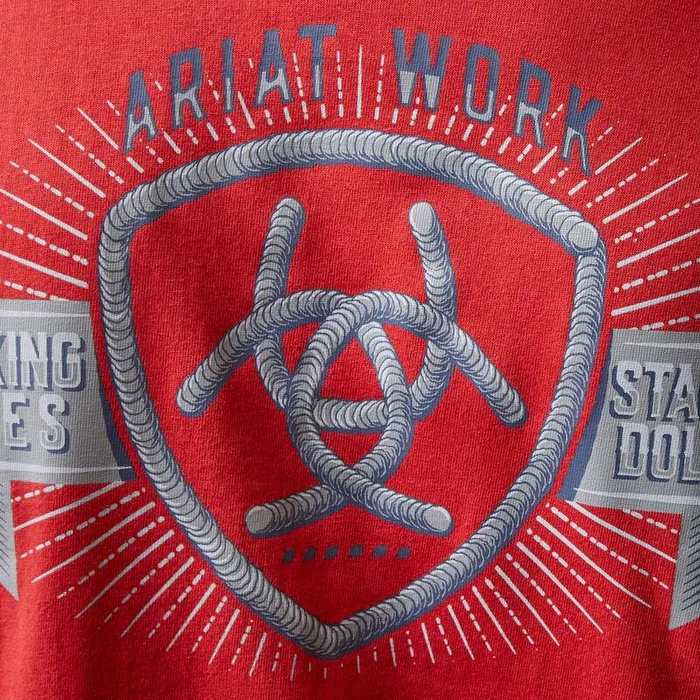 Men Workwear Ariat Rebar Cotton Strong Stacking Dimes Pompeian Red