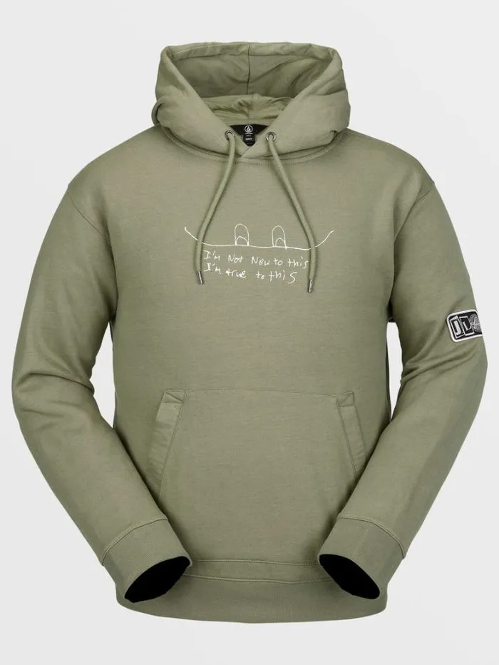 Mens Hoodies and Sweatshirts Volcom DI Fleece Pullover 8211 Light Military