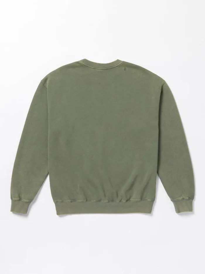Mens Hoodies Volcom Acid Wall Crew Pullover Sweatshirt 8211 Agave