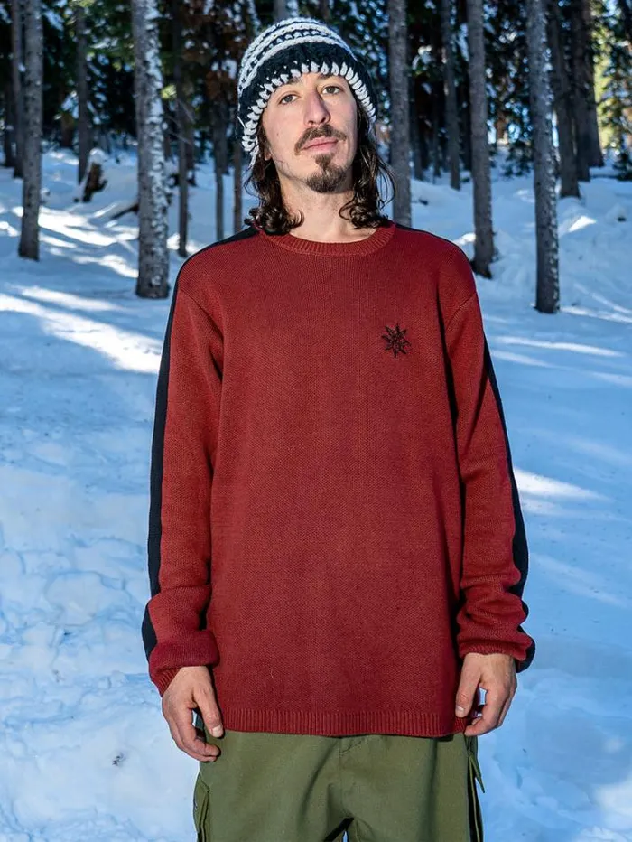 Mens Layering Volcom Ravelson Sweater 8211 Maroon