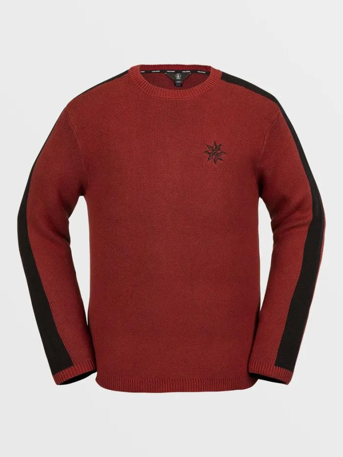 Mens Layering Volcom Ravelson Sweater 8211 Maroon