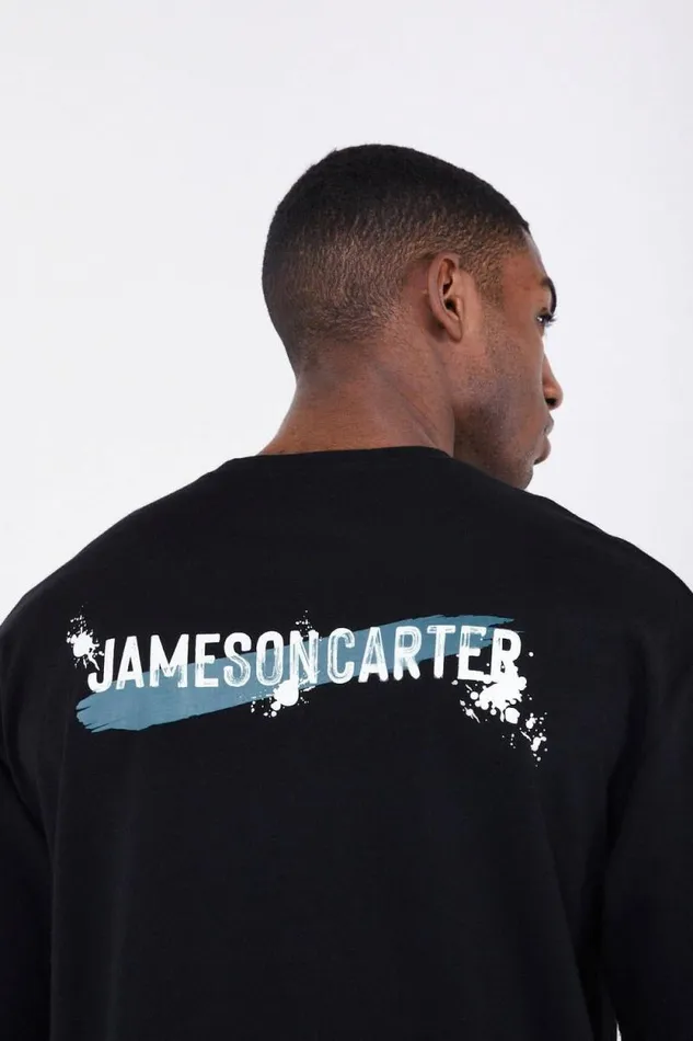 Mens Paint Spray Oversized TShirt 8211 Black Jameson Carter TShirts