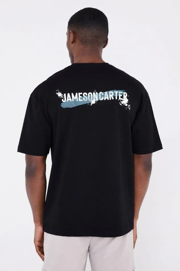 Mens Paint Spray Oversized TShirt 8211 Black Jameson Carter TShirts