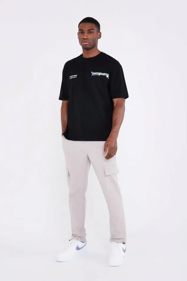 Mens Paint Spray Oversized TShirt 8211 Black Jameson Carter TShirts