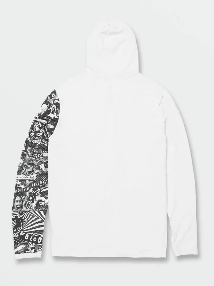 Mens Rashguards Volcom Iconic Stone Hood Collage Long Sleeve UPF 50 Rashguard 8211 White Mens Rashguards Volcom Iconic Stone Hood Collage Long Sleeve UPF 50 Rashguard 8211 White