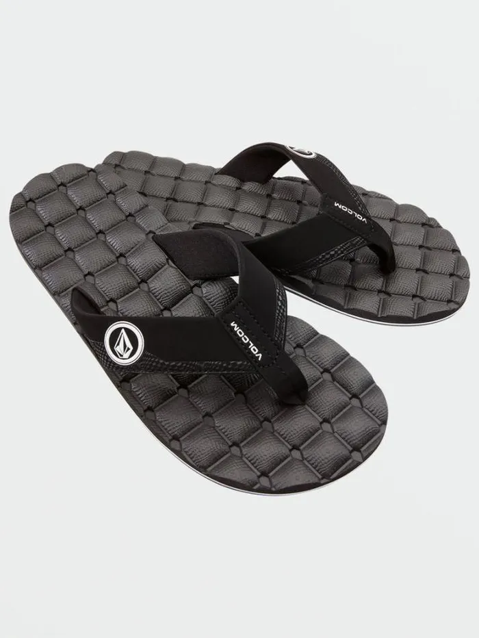 Mens Sandals Volcom Recliner Sandals 8211 Black White