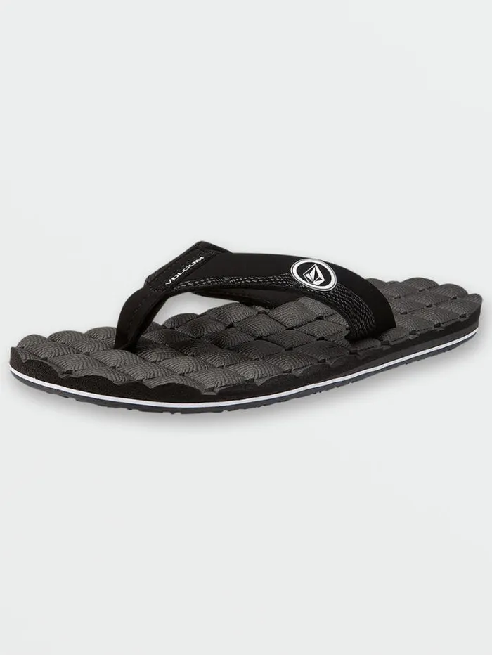 Mens Sandals Volcom Recliner Sandals 8211 Black White