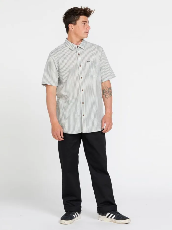 Mens Shirts and Flannels Volcom Barstone Woven Short Sleeve Shirt 8211 Tower Grey