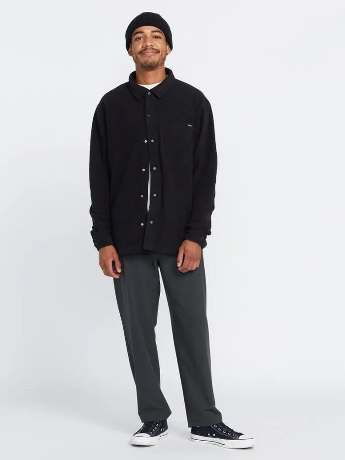 Mens Shirts and Flannels Volcom Bowered Light Long Sleeve Shirt 8211 Black