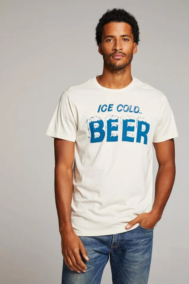 Mens Tops Chaser Brand Ice Cold Beer Mens Tee