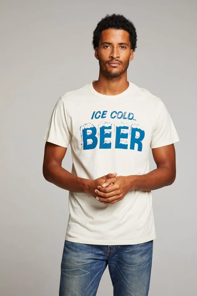 Mens Tops Chaser Brand Ice Cold Beer Mens Tee