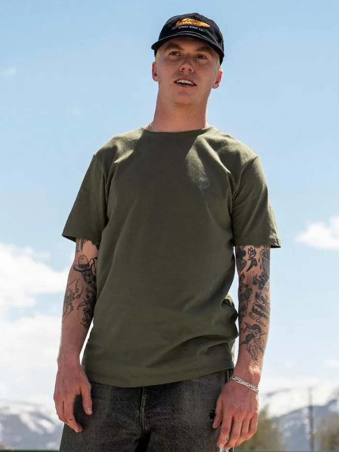 MensWomensWorkwear Tops and Tees Volcom Stone Tech Short Sleeve Tee 8211 Military