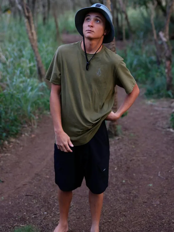 MensWomensWorkwear Tops and Tees Volcom Stone Tech Short Sleeve Tee 8211 Military
