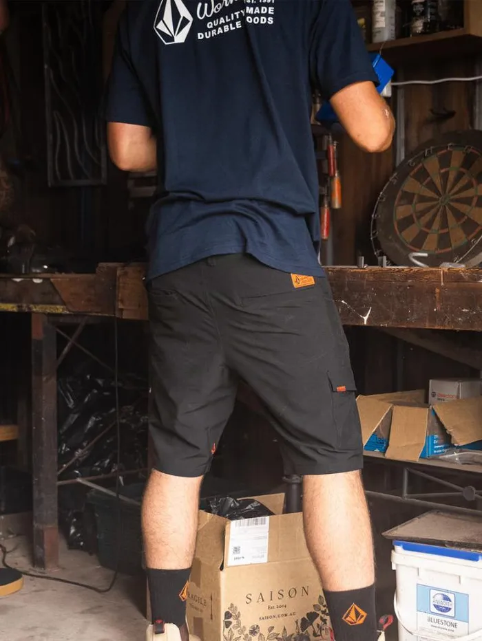 MensWorkwear Shorts Volcom Workwear Slab Hybrid Shorts 8211 Black