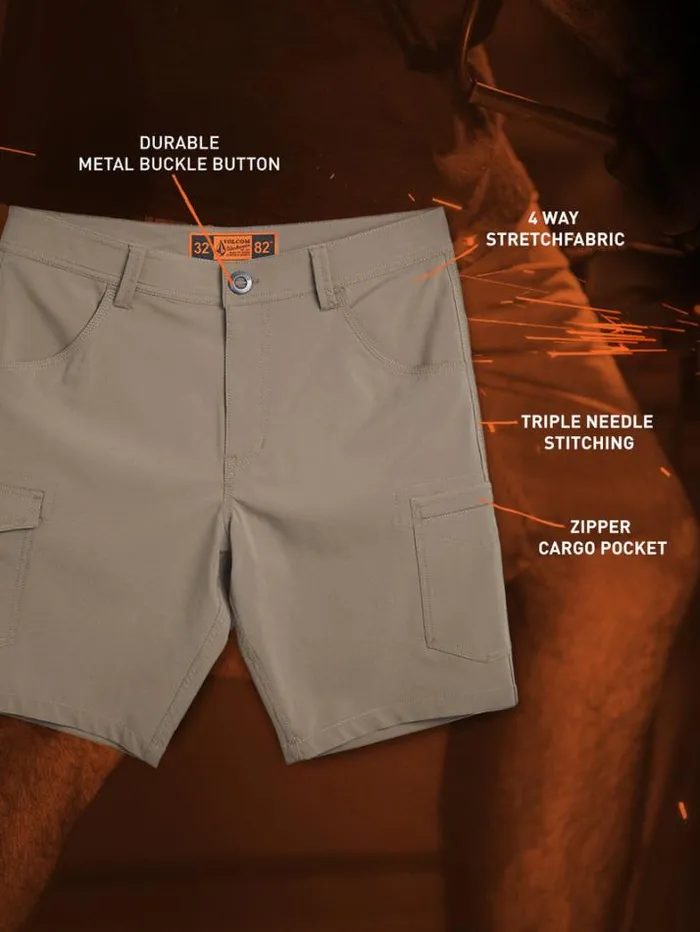 MensWorkwear Shorts Volcom Workwear Slab Hybrid Shorts 8211 Brindle