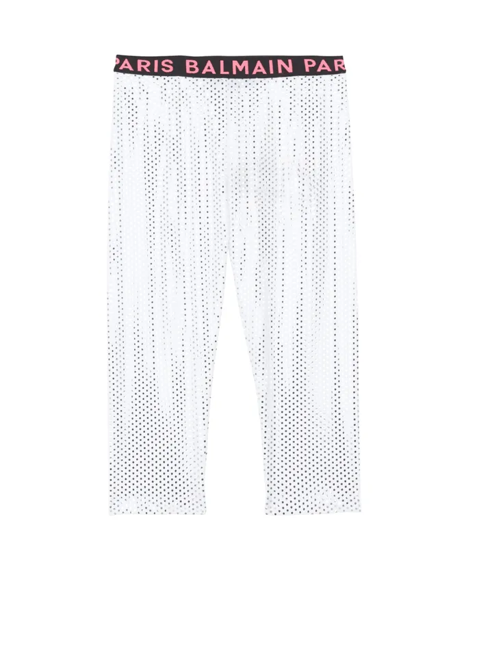 Metal Leggings White Kids Balmain