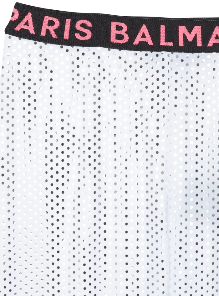 Metal Leggings White Kids Balmain